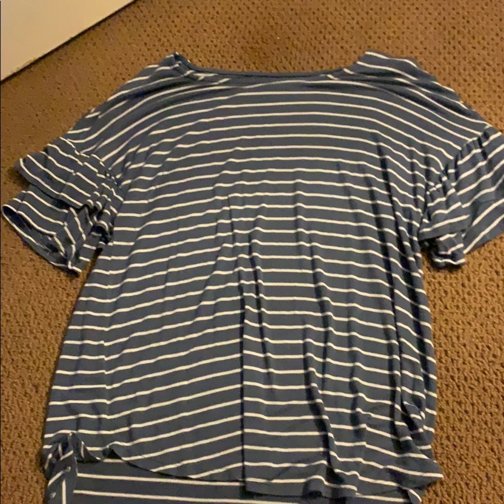 extremely soft, striped, ruffle sleeve t-shirt